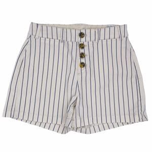 Old Navy Cream w/ Blue Stripe Button Front Shorts - Size 2